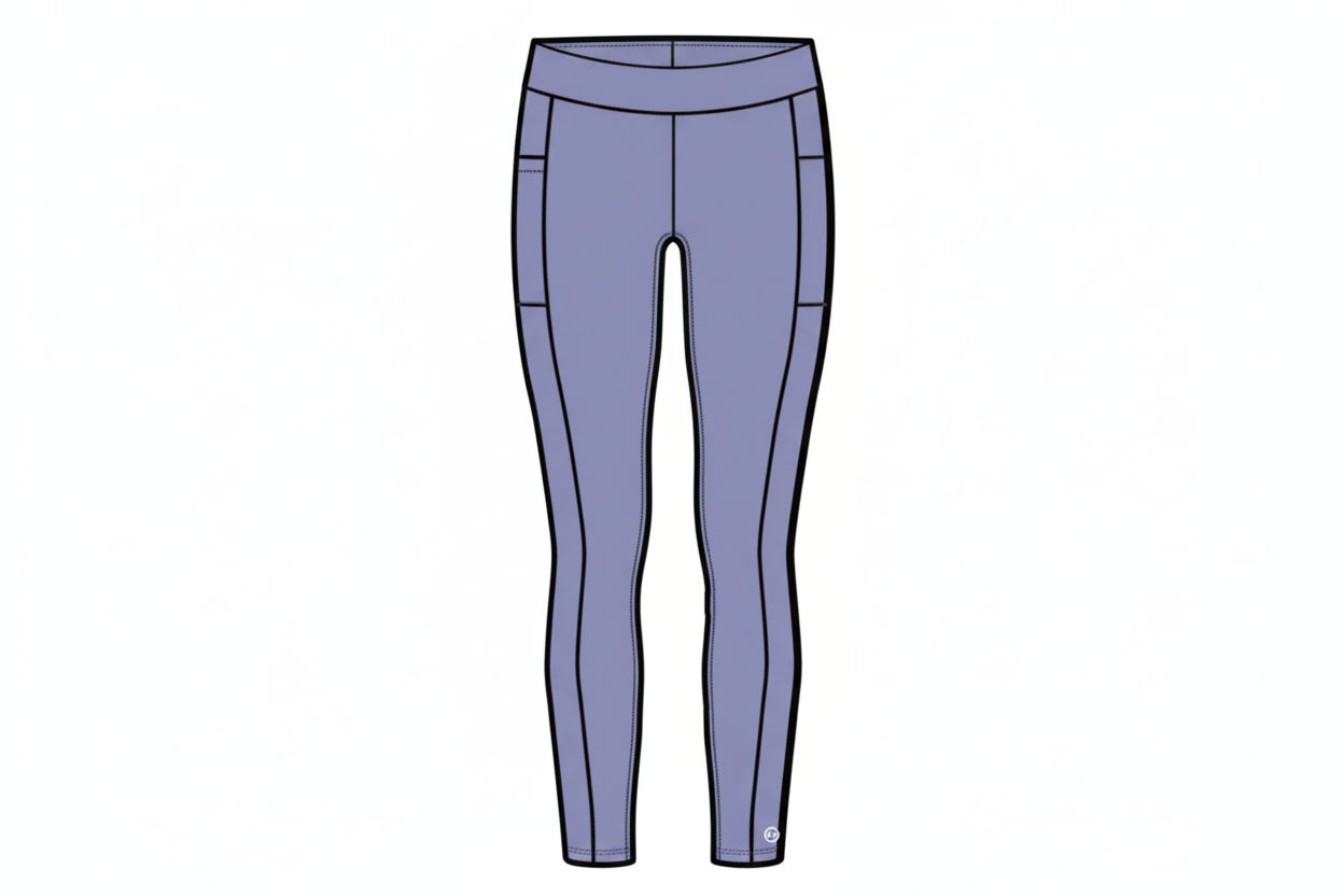 Legging - M.I.D violet en polyester et élasthanne, coupe ajustée, vue de face, pour femme active.