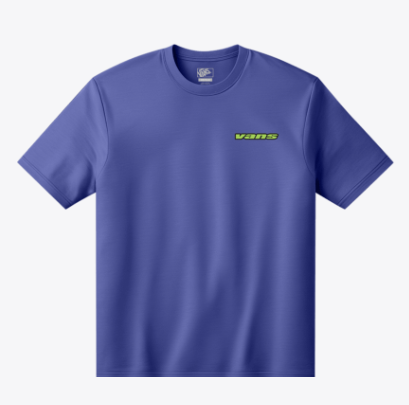 T-Shirt B RAD RAT- Vans violet en coton avec logo vert fluo, style classique, vue de face, pour homme adulte.