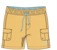 Maillot de bain - Northcoast, short de bain beige avec poches latérales, cordon bleu, vue de face.