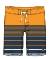 Maillot de bain - Northcoast short garçon orange et gris rayé, tissu léger, vue de face.