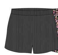 Short - Mandarine & Co short à rayures grises en polyester et spandex, style décontracté, vue de face sur mannequin.