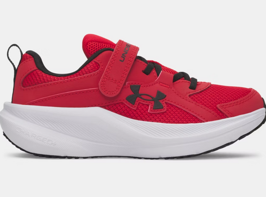 Espadrilles UA BPS Assert 11 Ac - Under Armour rouges et noires pour enfant, en mesh respirant, vue de profil gauche.