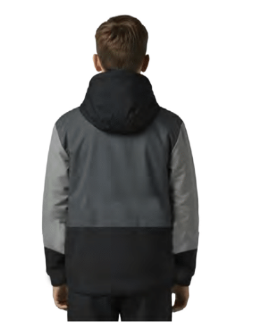 Manteau Mi-Saison - Under Armour gris, noir et gris clair, coupe à capuche, manches longues, pour enfant garçon, vue de dos.