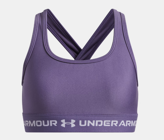 Camisole sport UA Crossback - Under Armour violet en polyester et élasthanne, dos croisé, vue de face.