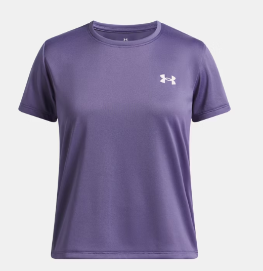 T-Shirt UA Tech™ - Under Armour violet en polyester, col rond, manches courtes, vue de face, pour adulte.
