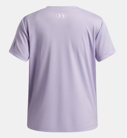 T-Shirt UA Tech™ - Under Armour violet clair en polyester, manches courtes, vue de dos, style sportif unisexe adulte.