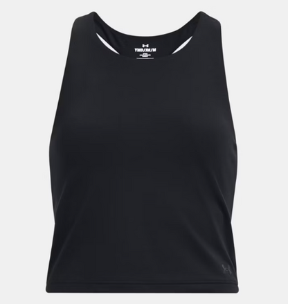Camisole de sport UA Motion - Under Armour noire en polyester et élasthane, style débardeur, vue de face, femme adulte.