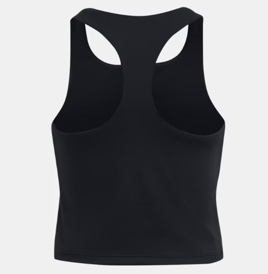 Camisole de sport UA Motion - Under Armour noire en polyester et élasthane, vue de dos, style racerback pour femme adulte.