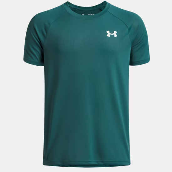 T-Shirt UA Tech™ 2.0 - Under Armour vert pétrole à manches courtes, matière polyester, vue de face sur fond blanc