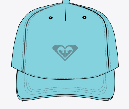 Casquette - Roxy bleu clair en coton avec logo ton sur ton, style classique, vue de face.