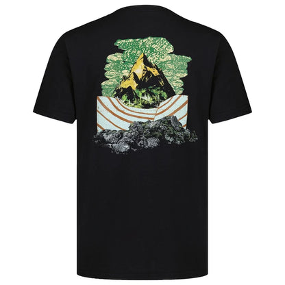 T-Shirt - Under Armour noir avec motif coloré représentant une montagne et des rochers, vue de dos.