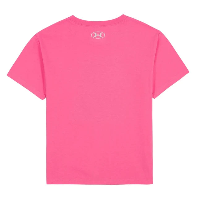 T-Shirt - Under Armour rose à manches courtes avec logo blanc au col vue de face