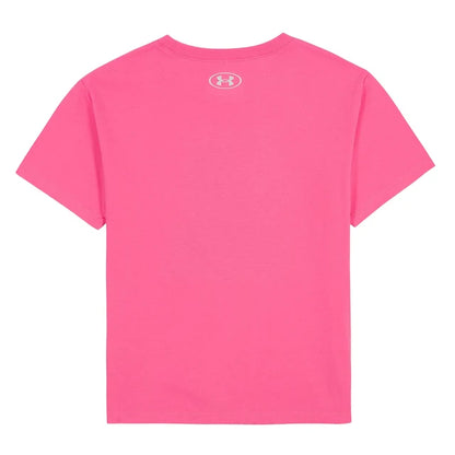 T-Shirt - Under Armour rose à manches courtes avec logo blanc au col vue de face