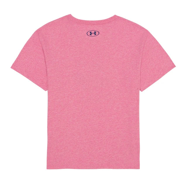 T-Shirt - Under Armour rose à manches courtes avec logo sur la poitrine vue de face
