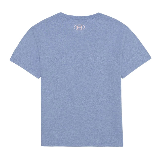 T-Shirt - Under Armour bleu clair en coton mélangé, style basique à manches courtes, vue de dos.