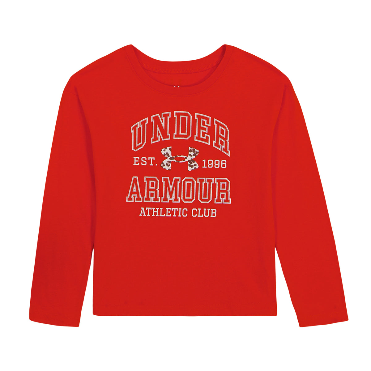 Chandail - Under Armour rouge à manches longues avec logo et inscription Athletic Club sur le devant, vue de face