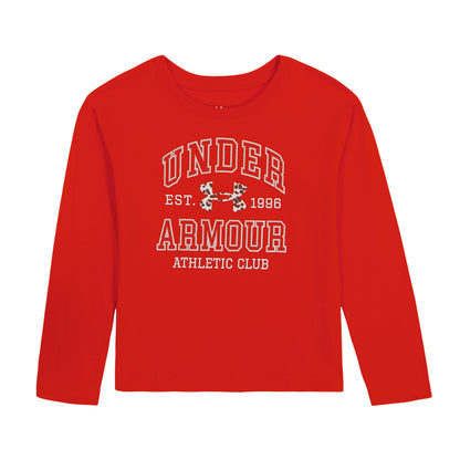 Chandail - Under Armour rouge à manches longues avec logo et inscription Athletic Club sur le devant, vue de face