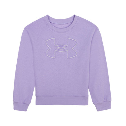 Chandail - Under Armour lavande à manches longues avec logo ton sur ton, col rond et poignets côtelés, vue de face