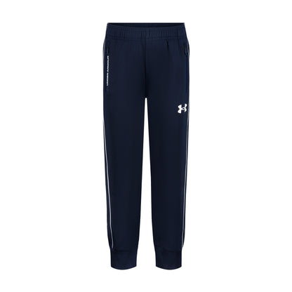 Pantalon - Under Armour bleu marine, style jogging à taille élastique et poignets resserrés, avec logo blanc, vue de face