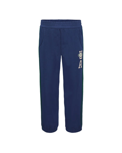 Pantalon - Under Armour bleu marine, coupe décontractée, taille élastique, poches latérales et logo sur la jambe, vue de face