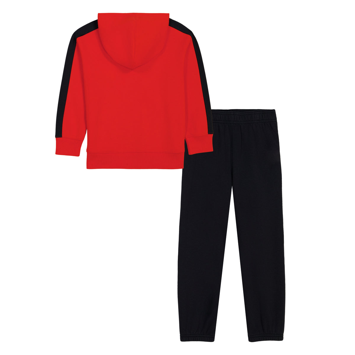Ensemble - Under Armour rouge et noir avec sweat à capuche et pantalon, vue de face, style sportif pour enfant