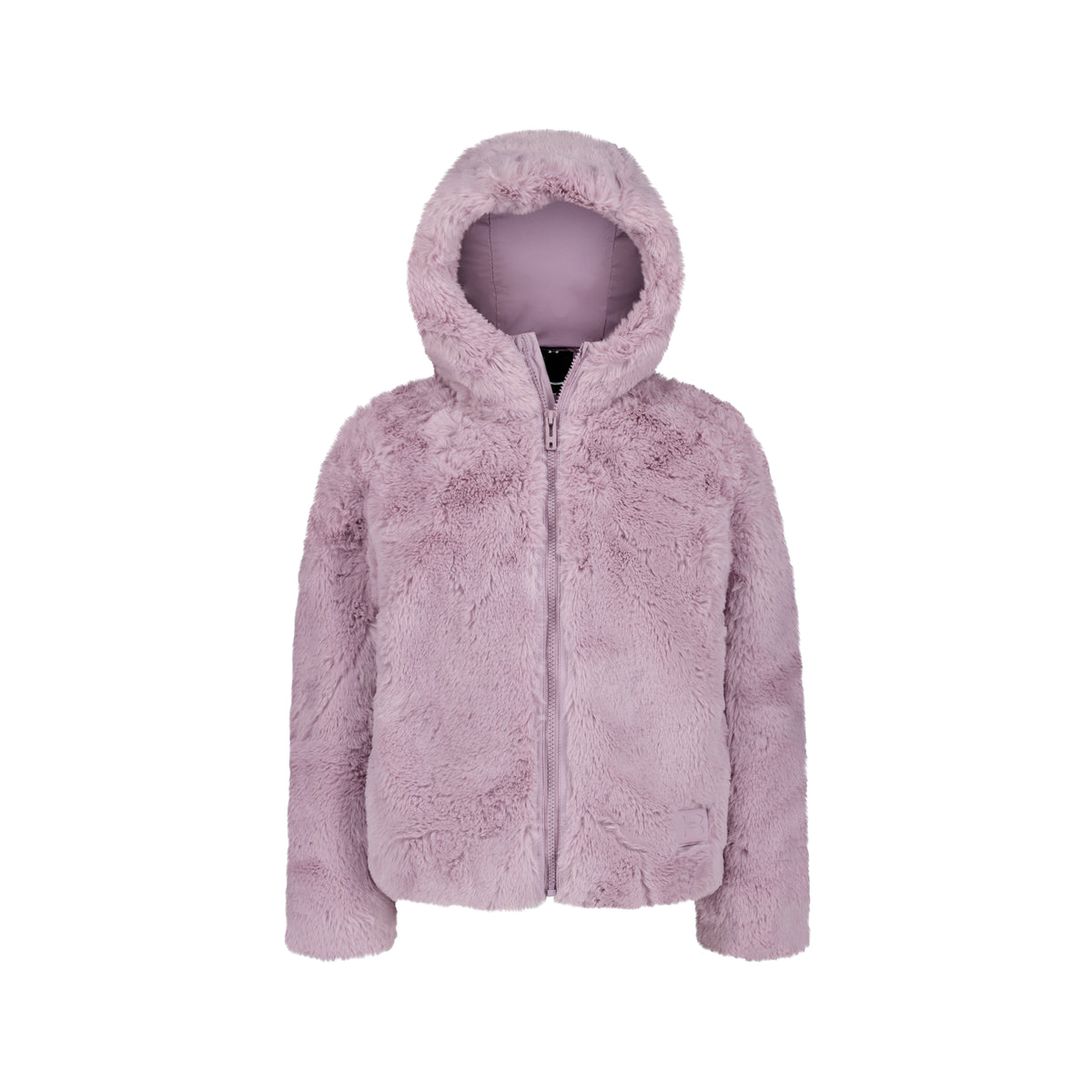 Manteau Mi-Saison - Under Armour à capuche rose poudré en matière polaire douce, fermeture zippée, vue de face