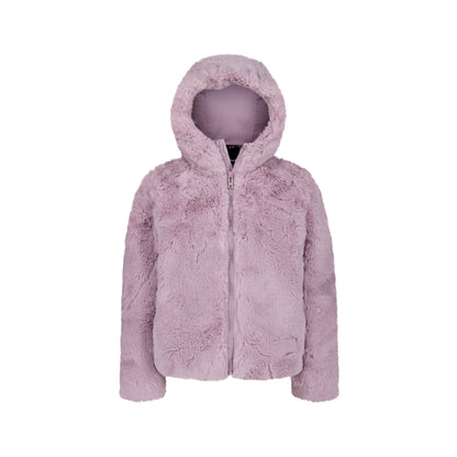 Manteau Mi-Saison - Under Armour à capuche rose poudré en matière polaire douce, fermeture zippée, vue de face
