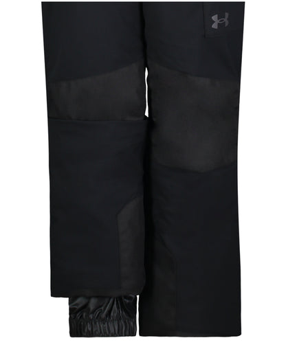 Salopette de neige - Under Armour noire, vue de détail de face, avec renforts aux genoux et bas de jambes élastiqués