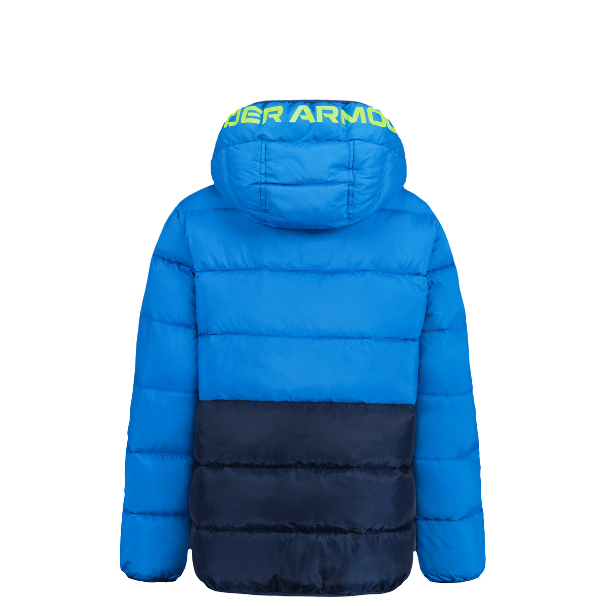Manteau Mi-Saison - Under Armour bleu et bleu marine matelassé à capuche pour enfant vue de dos