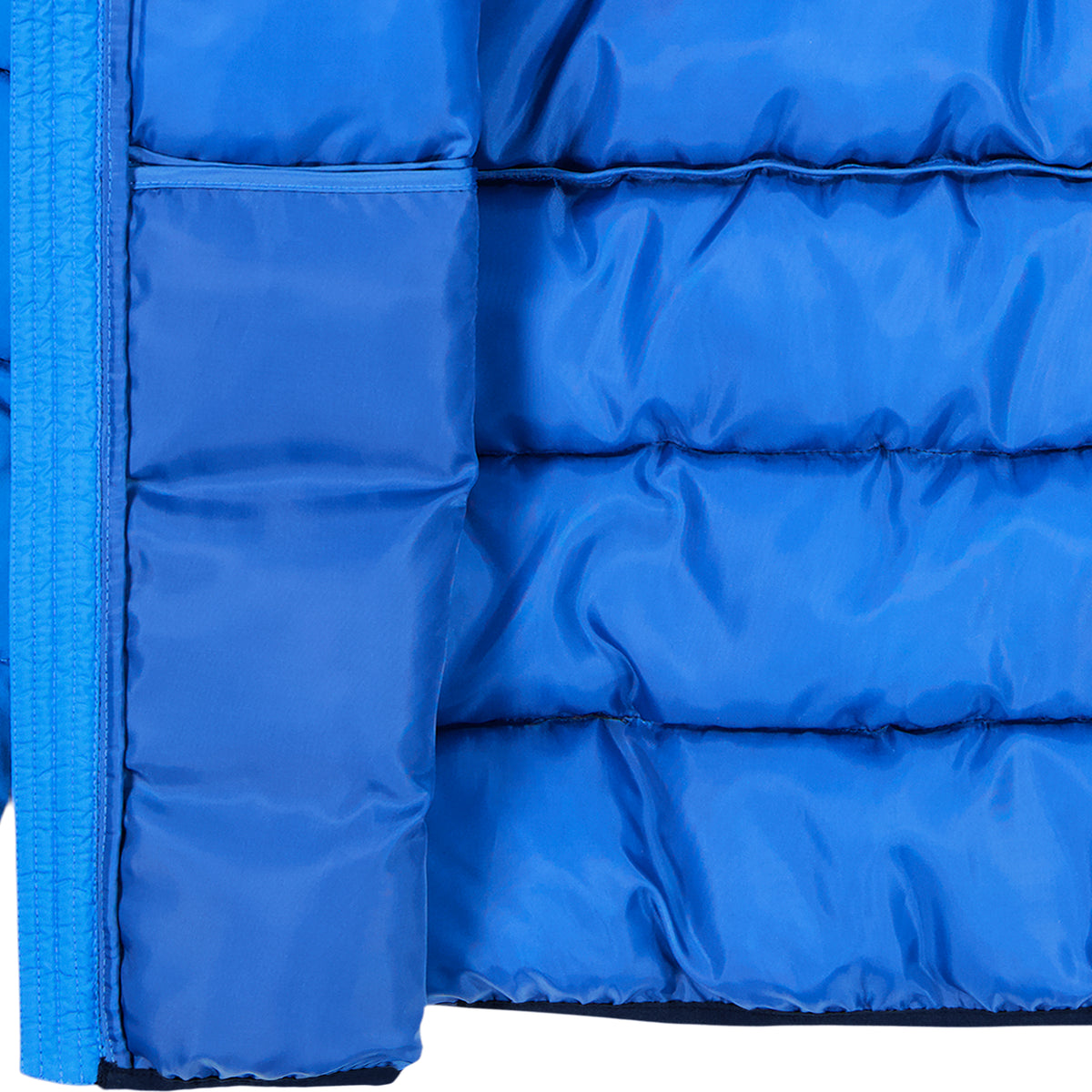 Manteau Mi-Saison - Under Armour bleu matelassé avec doublure matelassée et poche intérieure vue en détail