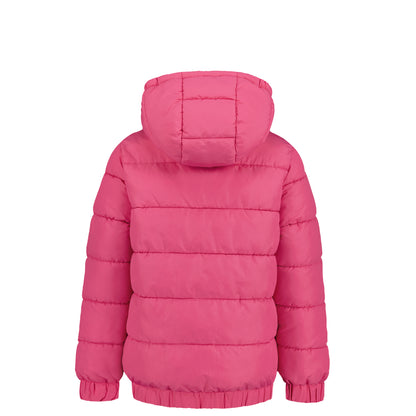 Manteau Mi-Saison - Under Armour rose matelassé à capuche pour enfant, vue de dos