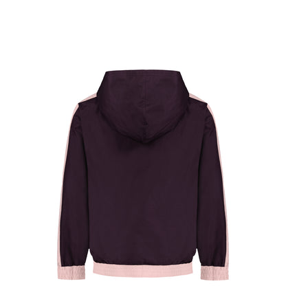Manteau Mi-Saison - Under Armour violet foncé à capuche, détails roses, vue de dos volet.