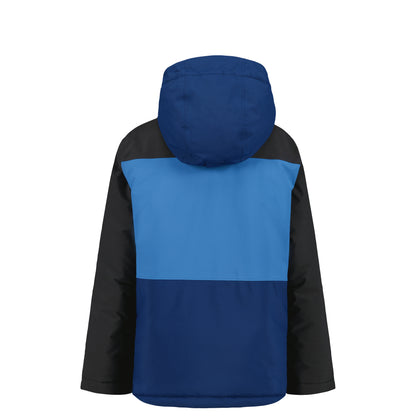 Manteau d'hiver - Under Armour bleu et noir à capuche avec empiècements contrastés vue de dos