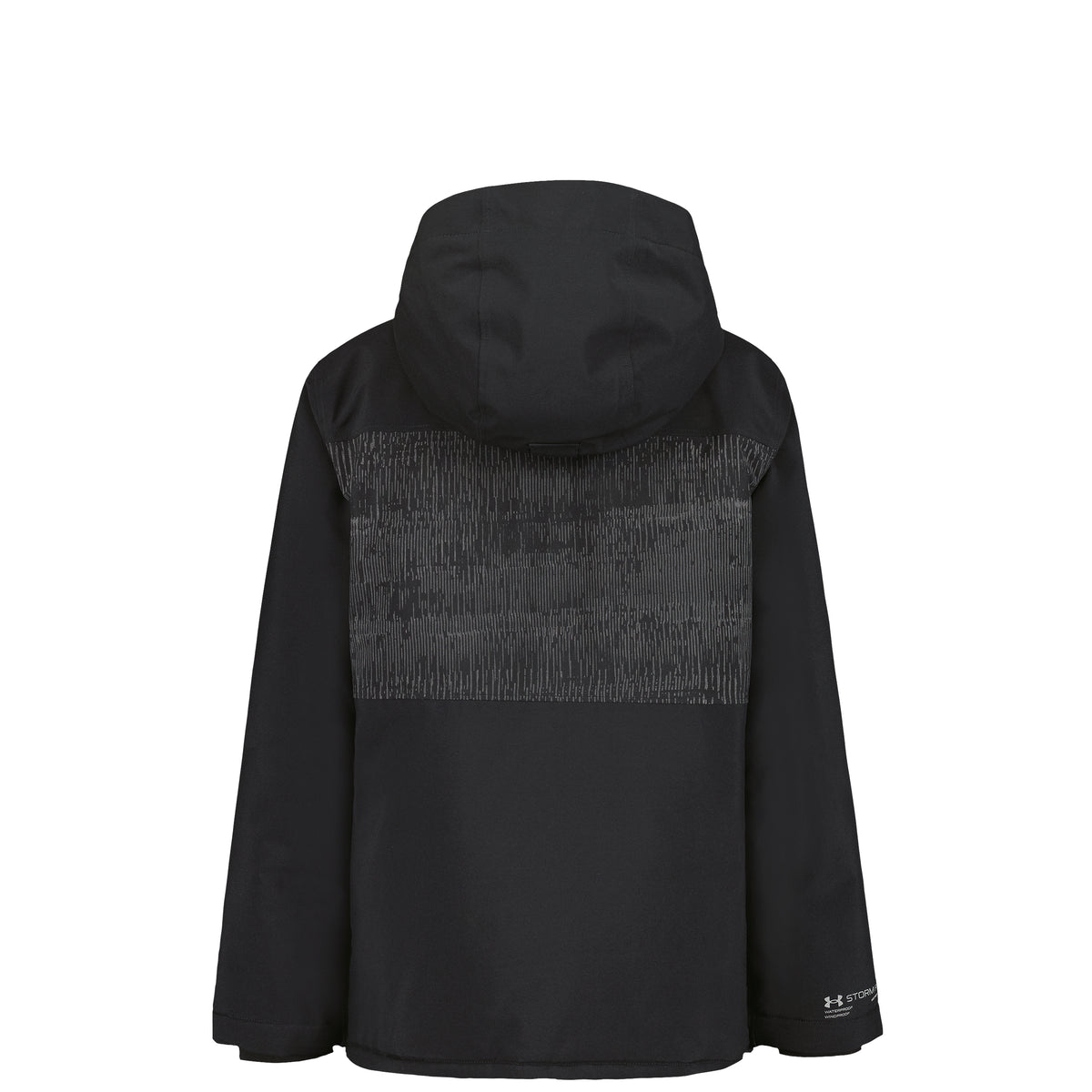 Manteau d'hiver - Under Armour noir à capuche avec empiècement texturé dans le dos vue de dos
