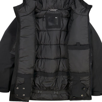 Manteau d'hiver - Under Armour noir ouvert montrant la doublure matelassée les poches intérieures et la fermeture éclair