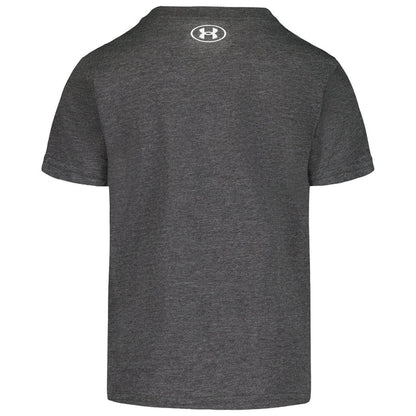T-Shirt - Under Armour gris anthracite en coton, vue de dos avec logo blanc au col, style simple et casual pour homme.