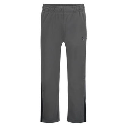 Pantalon - Under Armour gris clair avec empiècements noirs sur les côtés, coupe droite, en tissu synthétique, vue de face.