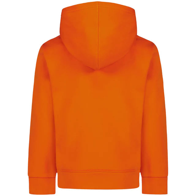 Hoodie - Under Armour orange uni en tissu coton, style sweat à capuche, vue de dos, pour enfant.