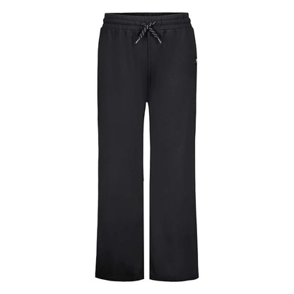 Pantalon - Under Armour noir en tissu technique, coupe droite avec ceinture élastique et cordon, vue de face.