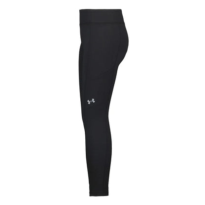 Legging Cargo - Under Armour noir en tissu extensible moulant avec poches cargo latérales, vue de profil.