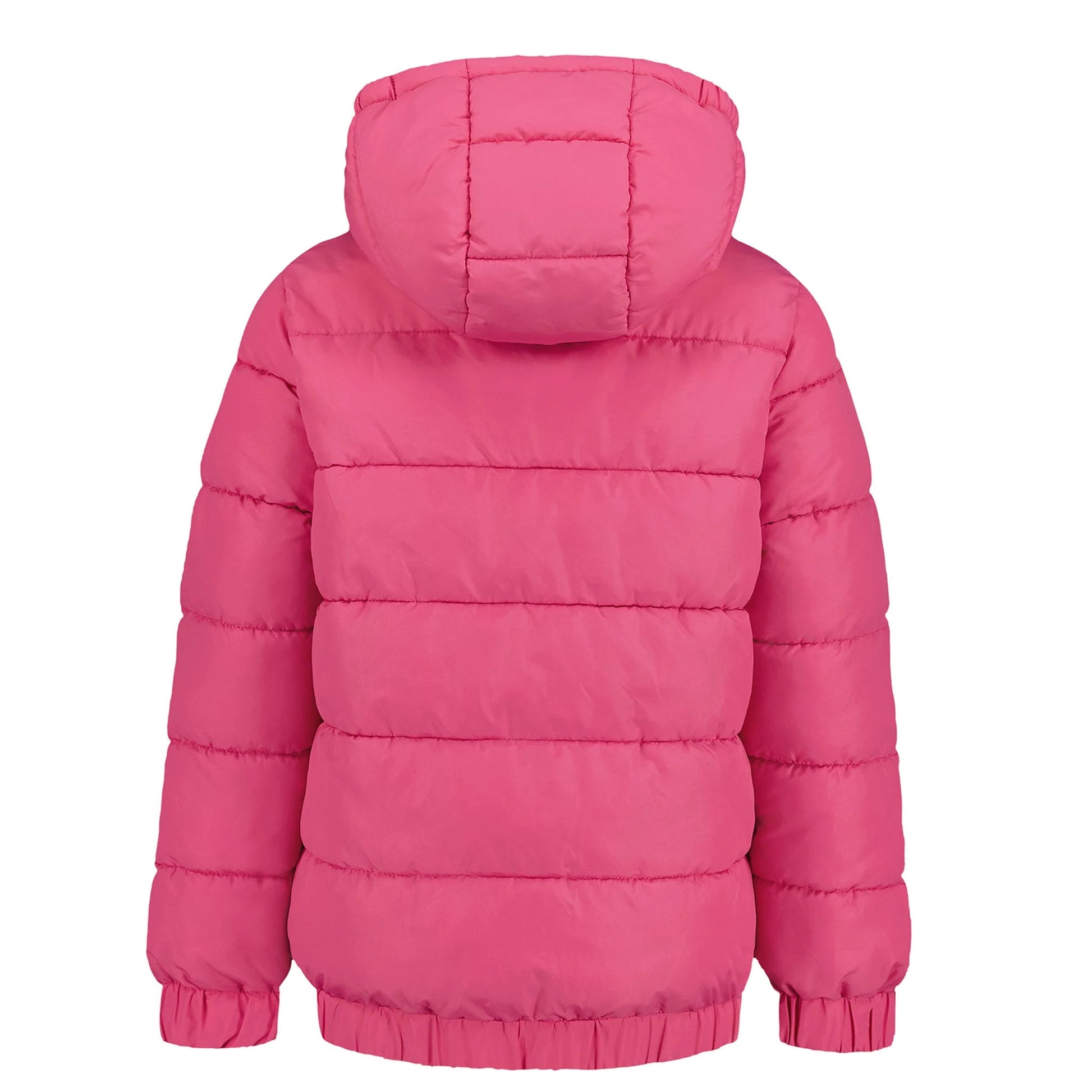 Manteau Mi-Saison - Under Armour rose vif matelassé avec capuche, en tissu synthétique, pour enfant, vue de dos.