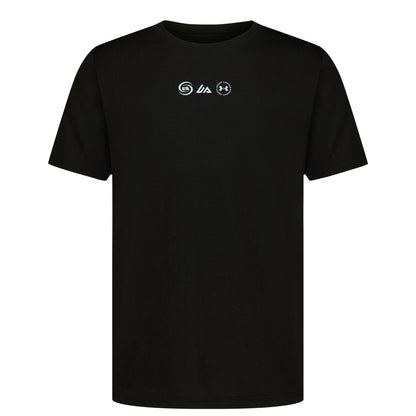 T-Shirt - Under Armour noir à manches courtes avec logos contrastés sur la poitrine, vue de face