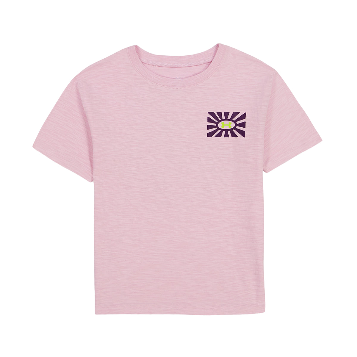 T-Shirt - Under Armour rose à manches courtes avec logo contrasté sur la poitrine, vue de face pour enfant