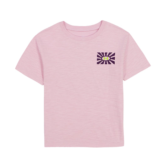 T-Shirt - Under Armour rose à manches courtes avec logo contrasté sur la poitrine, vue de face pour enfant