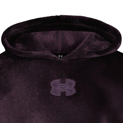 Hoodie - Under Armour violet foncé, sweat à capuche doublé en polaire avec logo contrasté, vue de face en détail