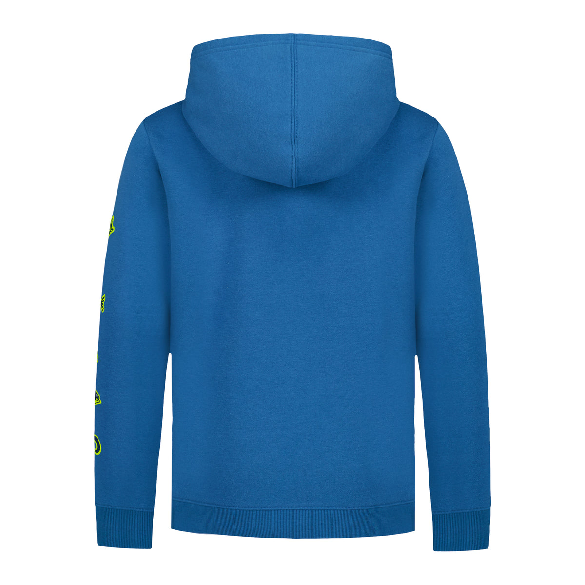 Hoodie - Under Armour bleu à capuche, vue de dos, avec détail graphique sur la manche