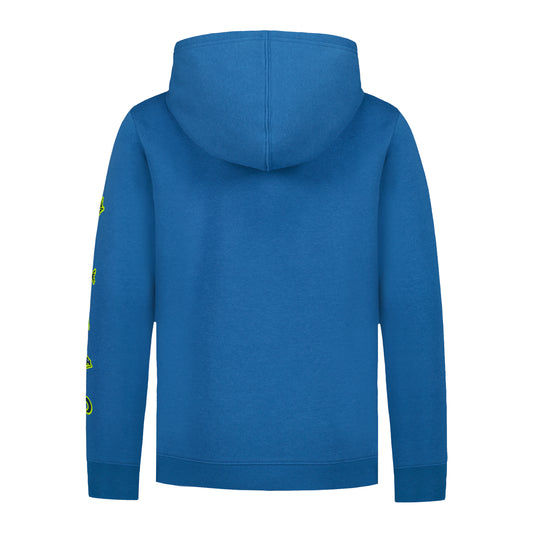 Hoodie - Under Armour bleu à capuche, vue de dos, avec détail graphique sur la manche