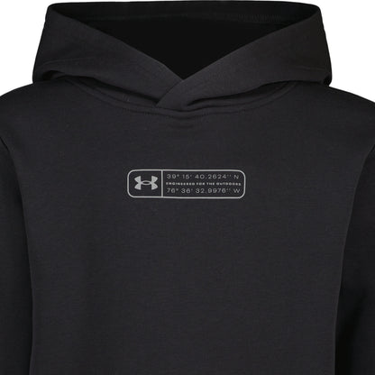 Hoodie - Under Armour noir à capuche, logo contrasté sur la poitrine, vue de face en détail