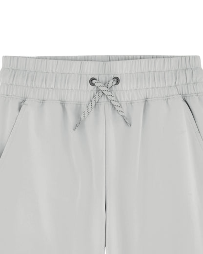Pantalon - Under Armour gris clair à taille élastique et cordon de serrage, poches latérales, vue de face en détail
