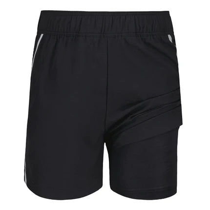 Short 2 en 1 - Under Armour noir en tissu synthétique léger avec doublure intégrée, vue de face.